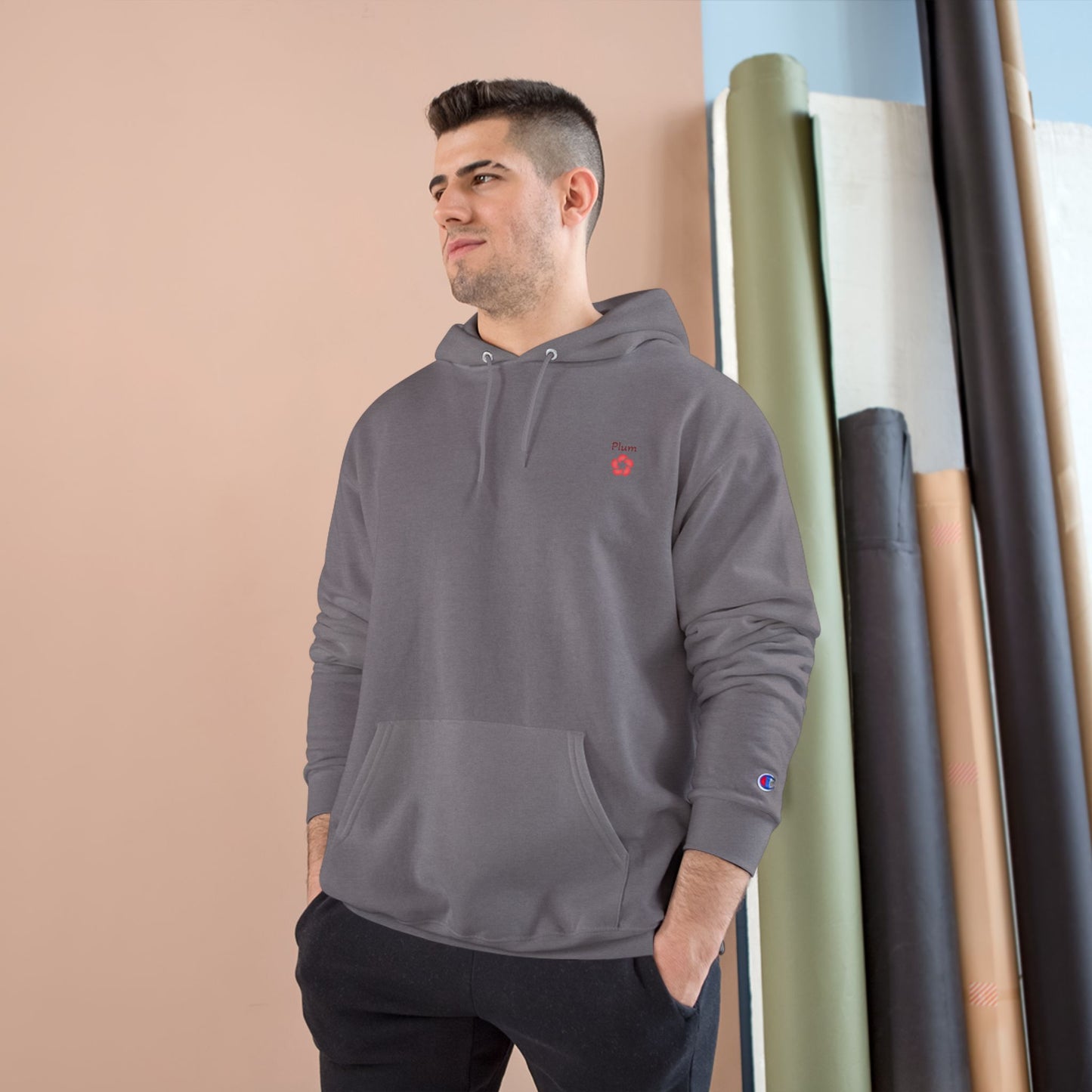 Plum Flower Hoodie — Minimal Champion Hoodie