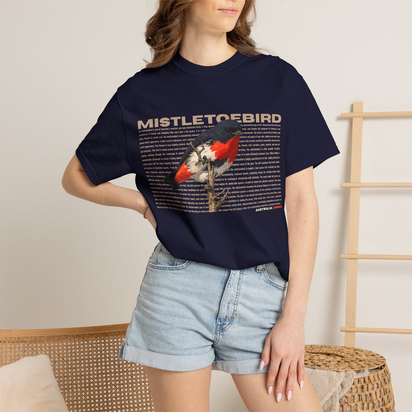 Mistletoebird Graphic T-Shirt — Botanical Bird Print Tee