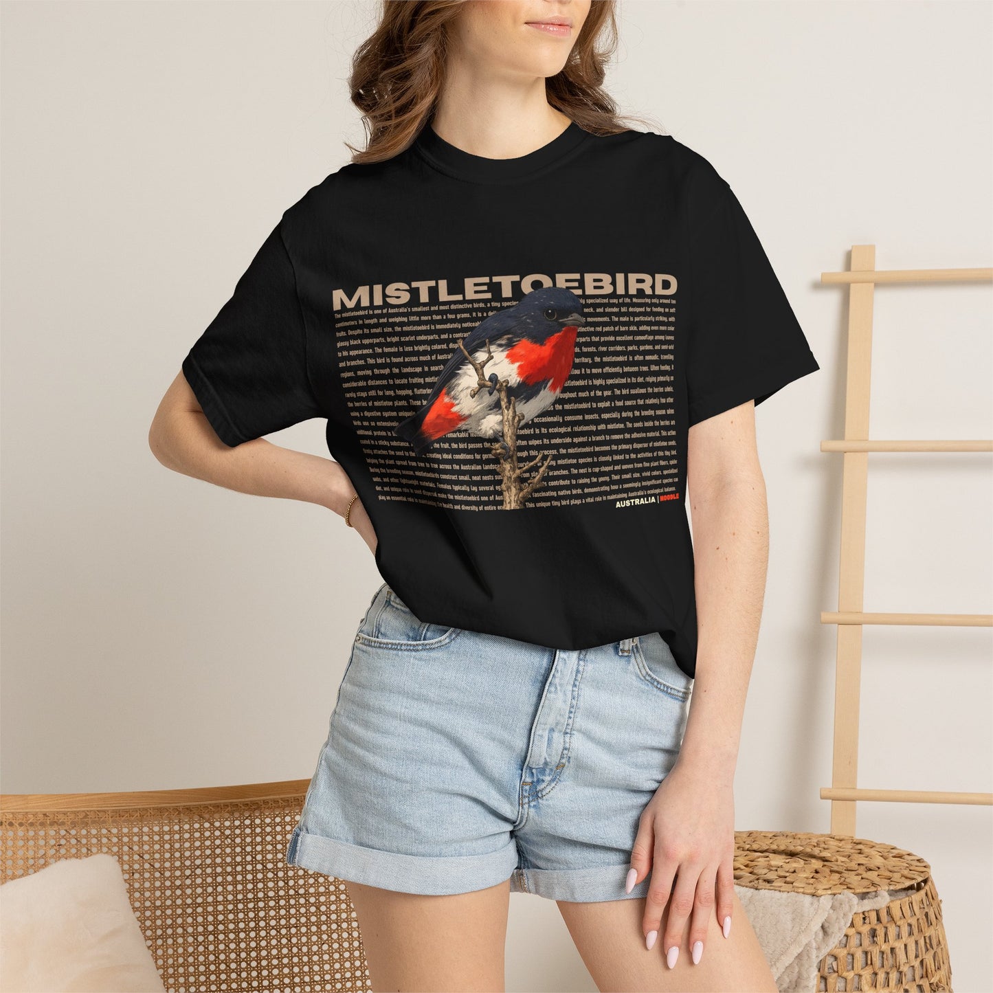 Mistletoebird Graphic T-Shirt — Botanical Bird Print Tee