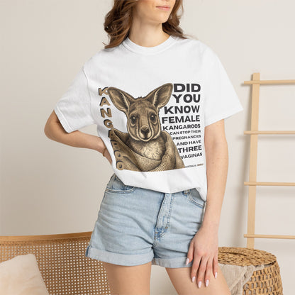 Kangaroo Fun Fact T-Shirt — "Did You Know Female Kangaroos" Graphic Tee