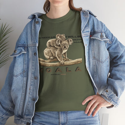 Koala Vintage Illustration T‑Shirt — "If You Need Me I Will Be Asleep" Cute Animal Tee