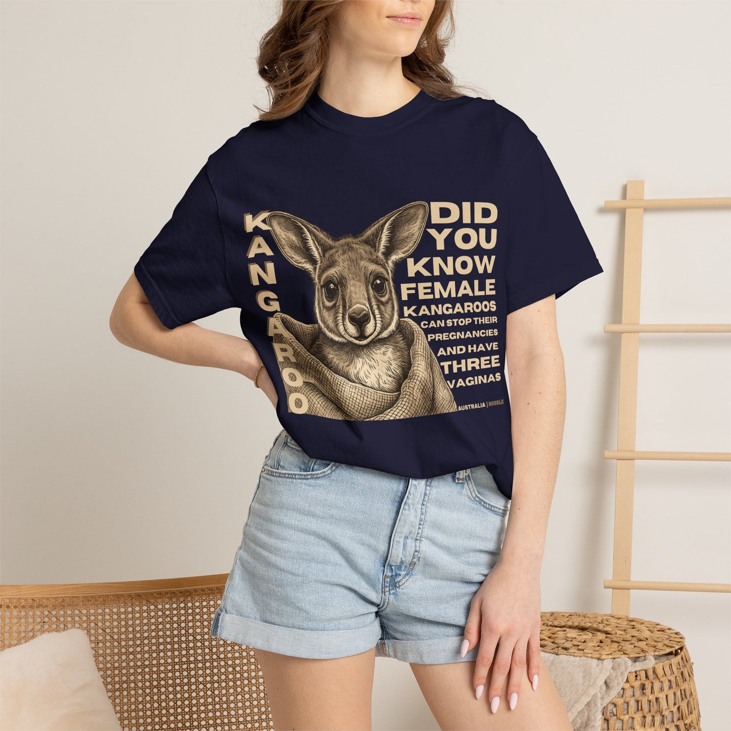 Kangaroo Fun Fact T-Shirt — "Did You Know Female Kangaroos" Graphic Tee
