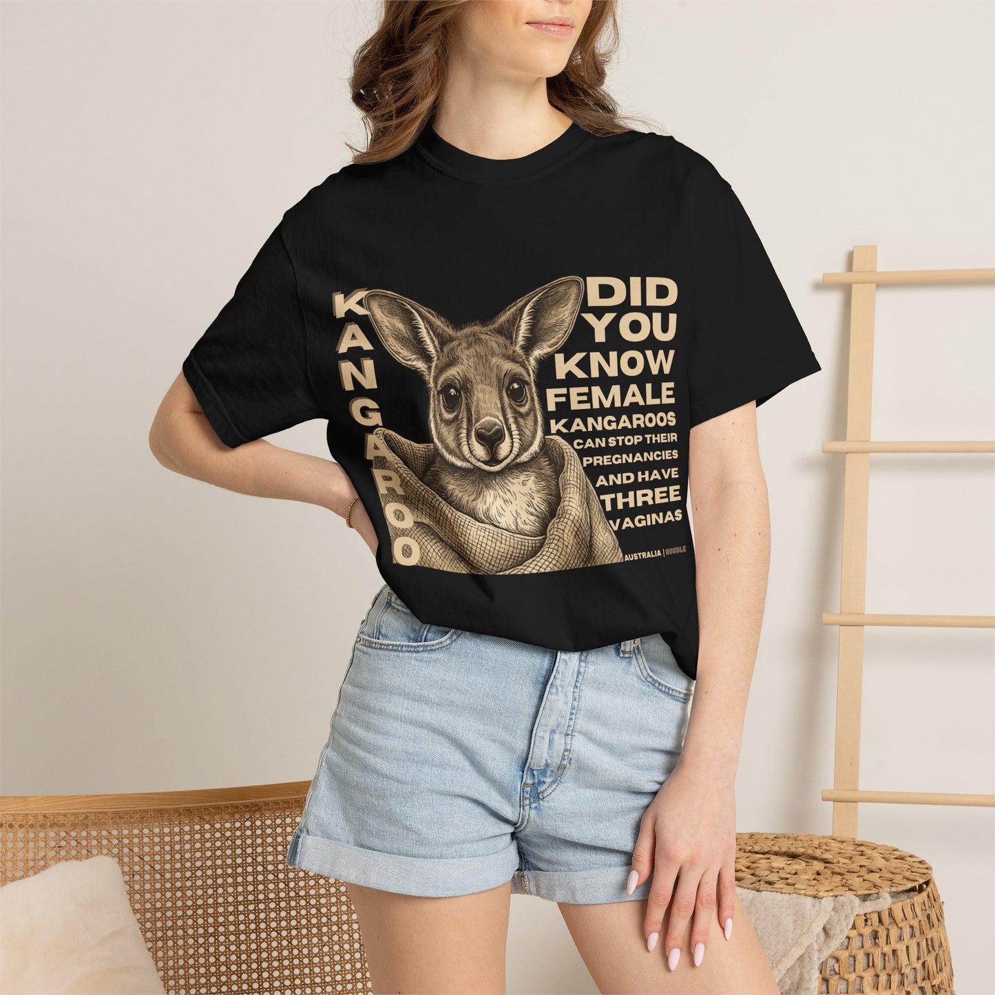Kangaroo Fun Fact T-Shirt — "Did You Know Female Kangaroos" Graphic Tee