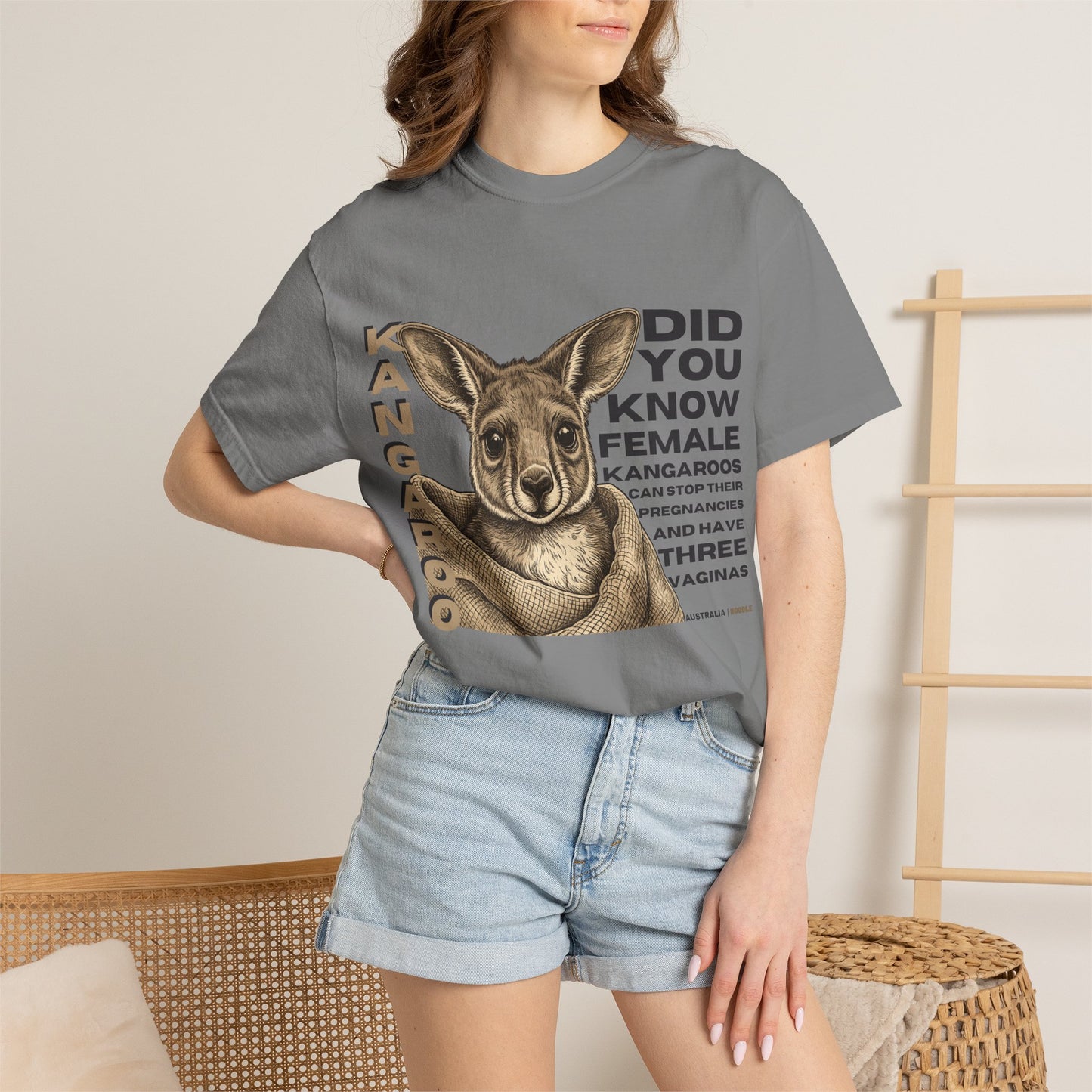 Kangaroo Fun Fact T-Shirt — "Did You Know Female Kangaroos" Graphic Tee