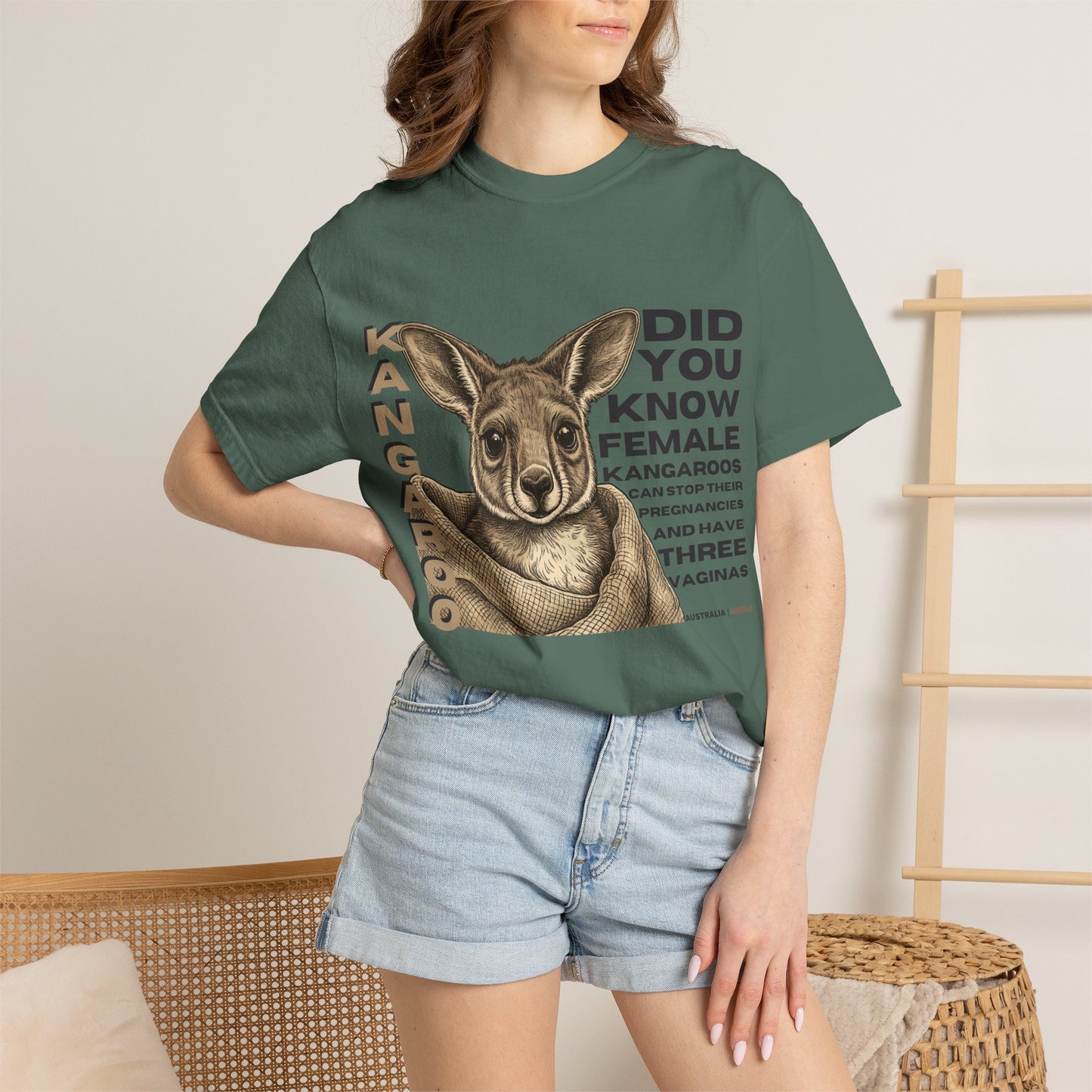 Kangaroo Fun Fact T-Shirt — "Did You Know Female Kangaroos" Graphic Tee