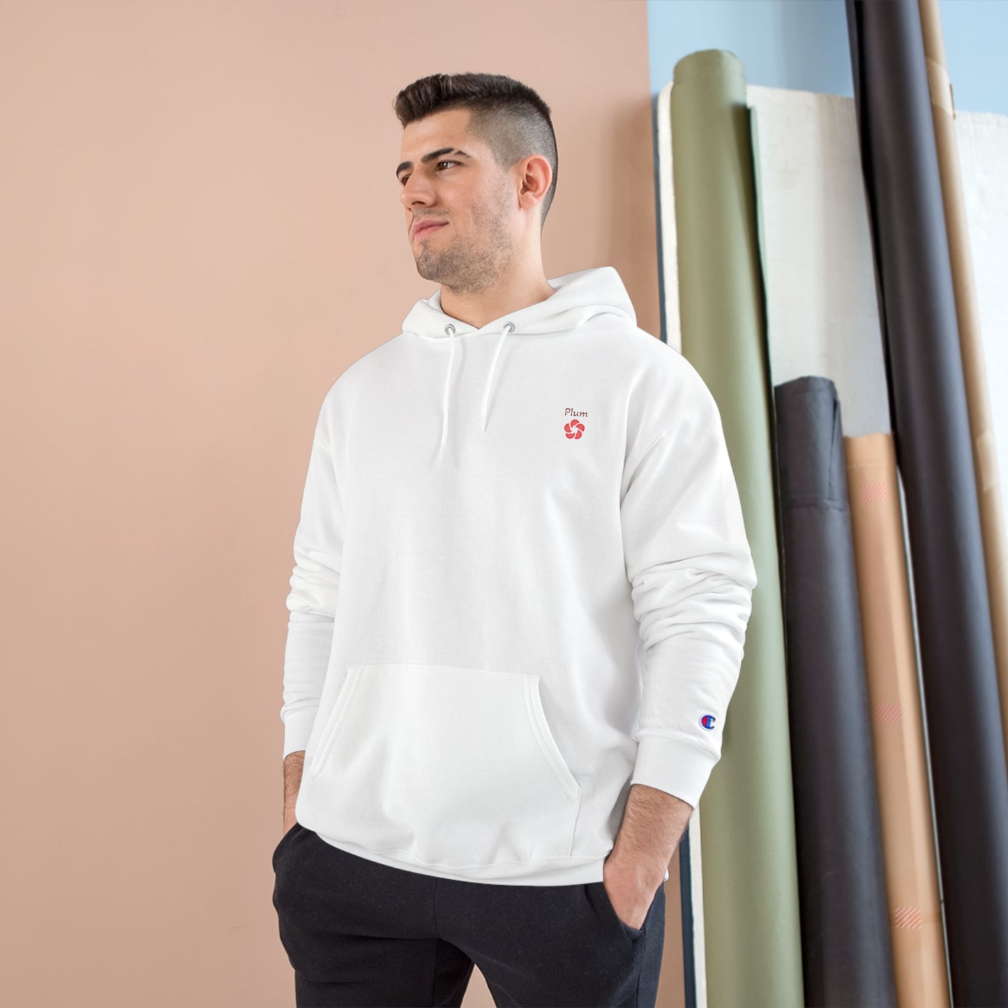 Plum Flower Hoodie — Minimal Champion Hoodie